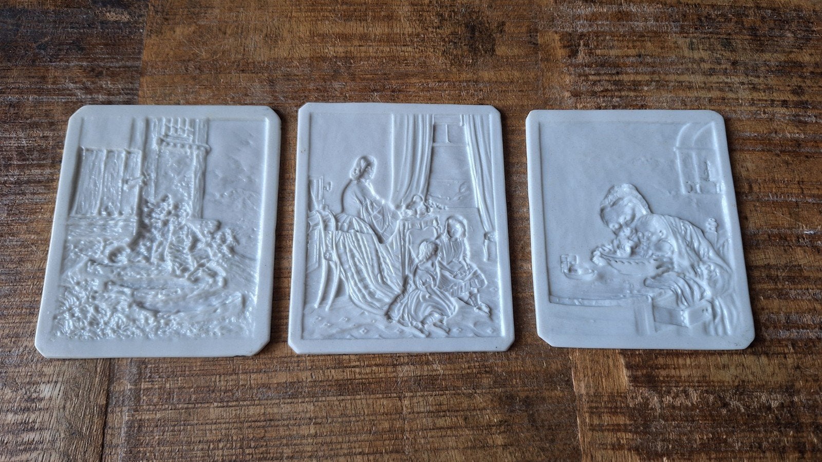 3 oude lithofaan plaquette's, zie foto's, Antiek en Kunst, Ophalen of Verzenden