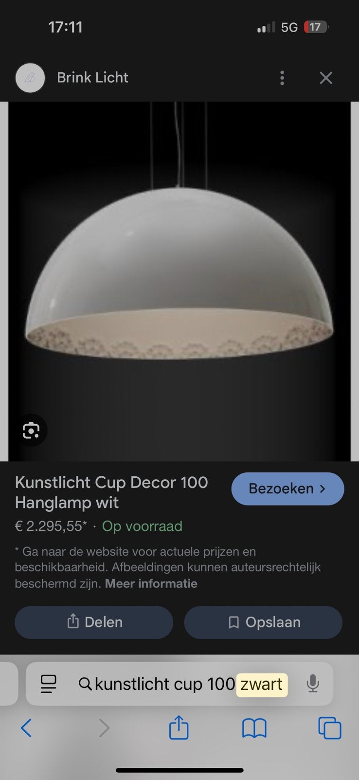 Kunstlicht Cup 100 Flos Skygarden hanglamp twv 2200€, Ophalen of Verzenden, Gebruikt, Overige materialen