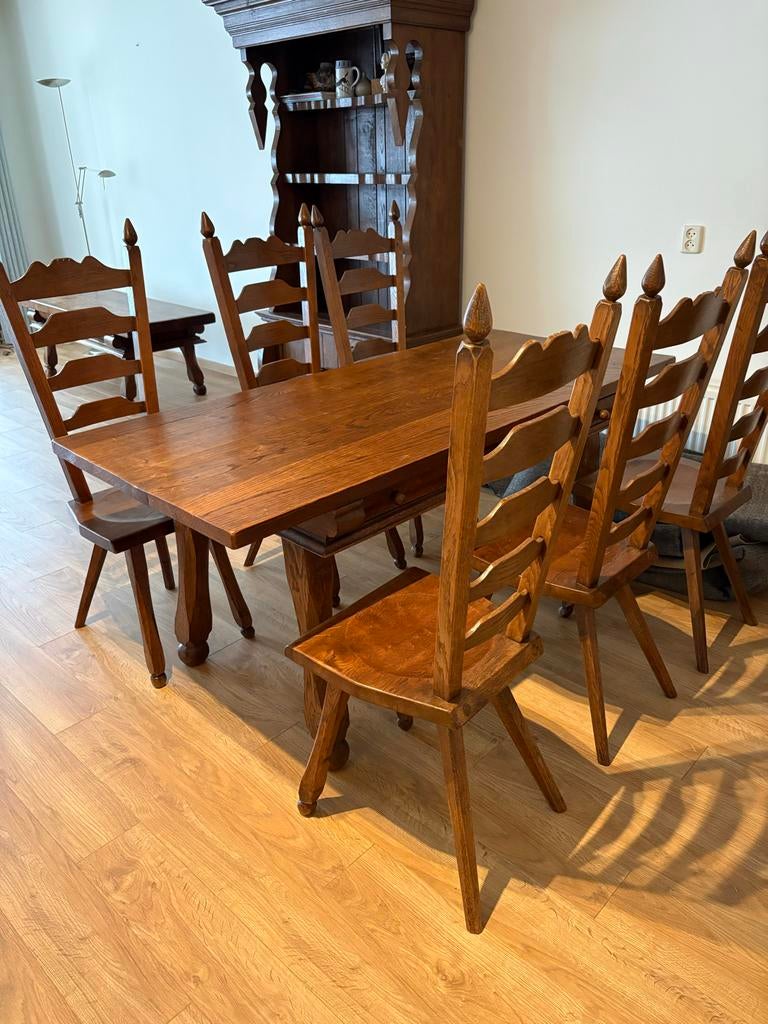 Unieke eettafel 6 stoelen voor kasteel of boerderij, Ophalen