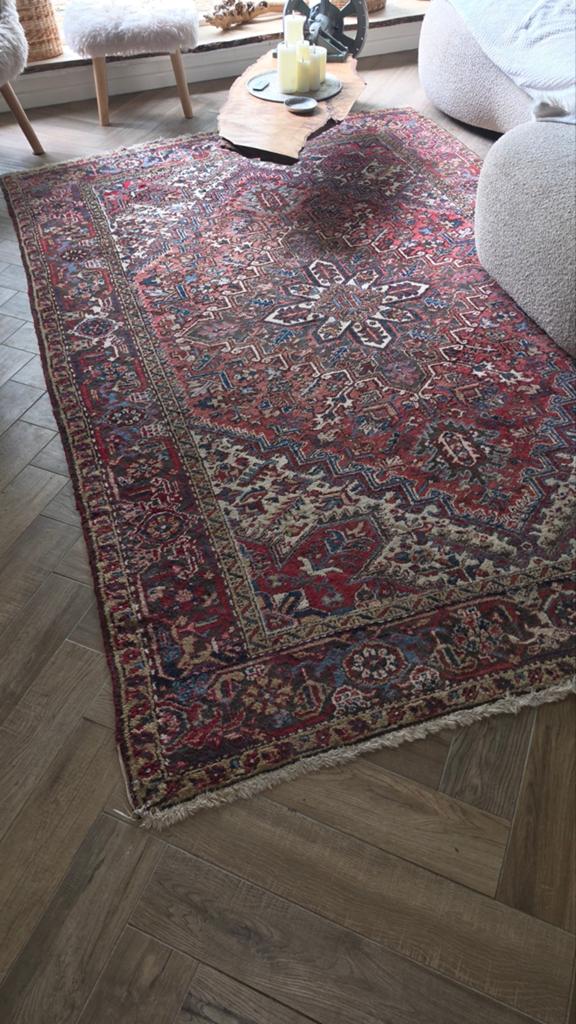 Authentiek Heriz Tapijt - Handgeknoopt Perzisch Kleed, Antiek en Kunst, Antiek | Kleden en Textiel, Ophalen