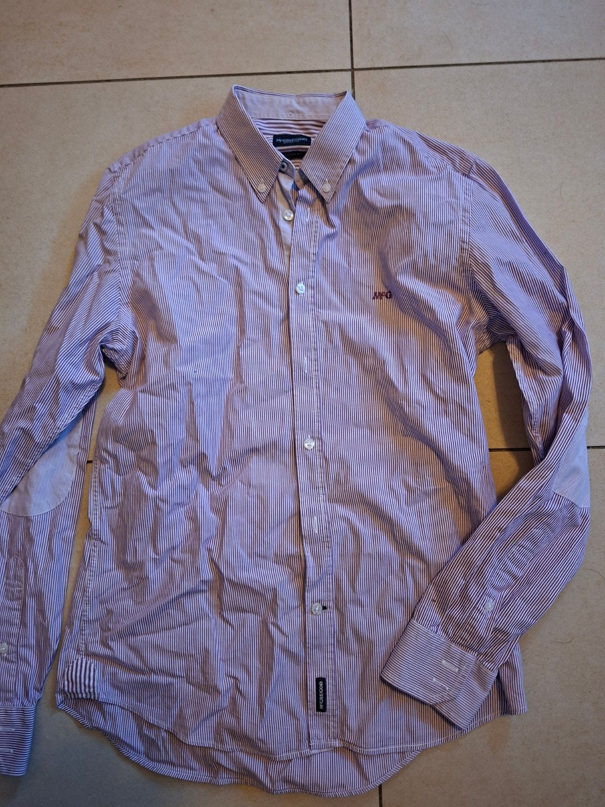 McGregor Custom Fit overhemd paars gestreept maat S, Kleding | Heren, McGregor, Halswijdte 38 (S) of kleiner, Paars, Ophalen of Verzenden