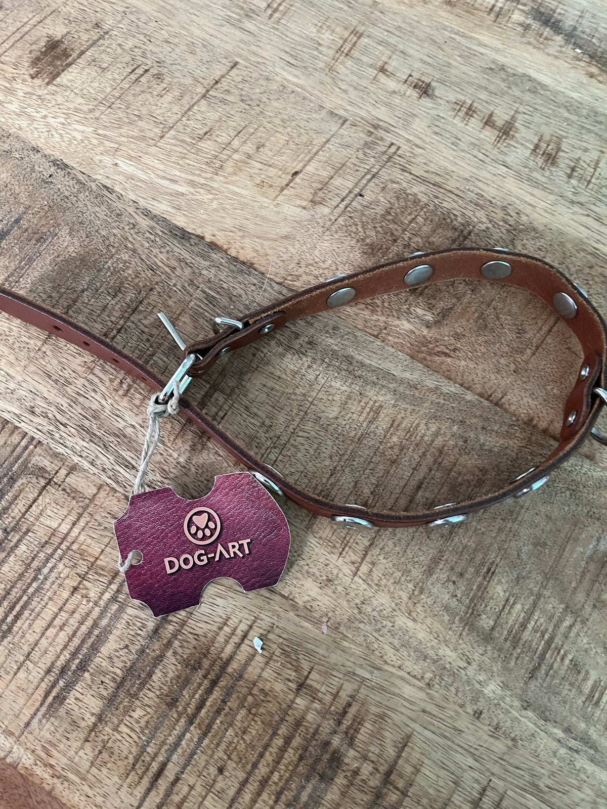 Dog Art halsband leer 60 cm + riem, Ophalen, Nieuw