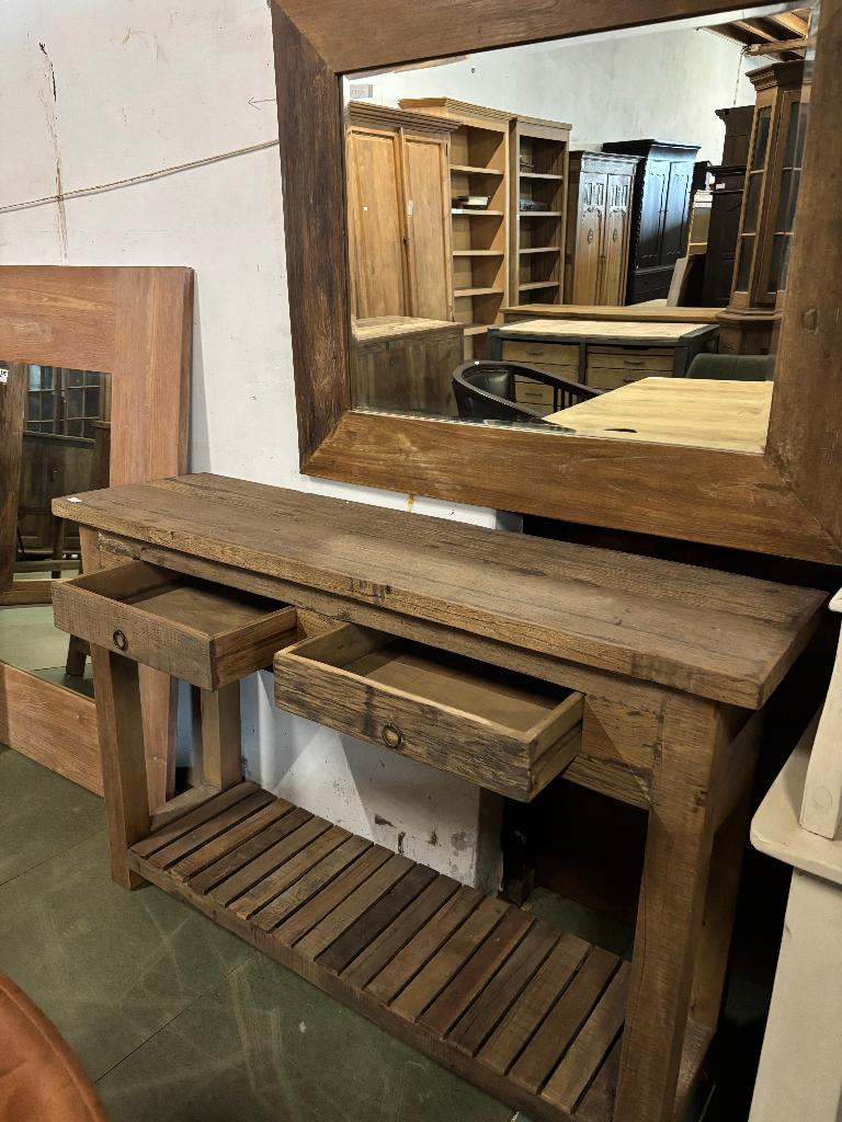 Wandtafel  sidetable badkamermeubel Robuust oud hout 140x90, Ophalen, 100 tot 150 cm, Hoevesteenwijkerwold@gmail.com, Hesselingendijk 1, 8341TP Steenwijkerwold