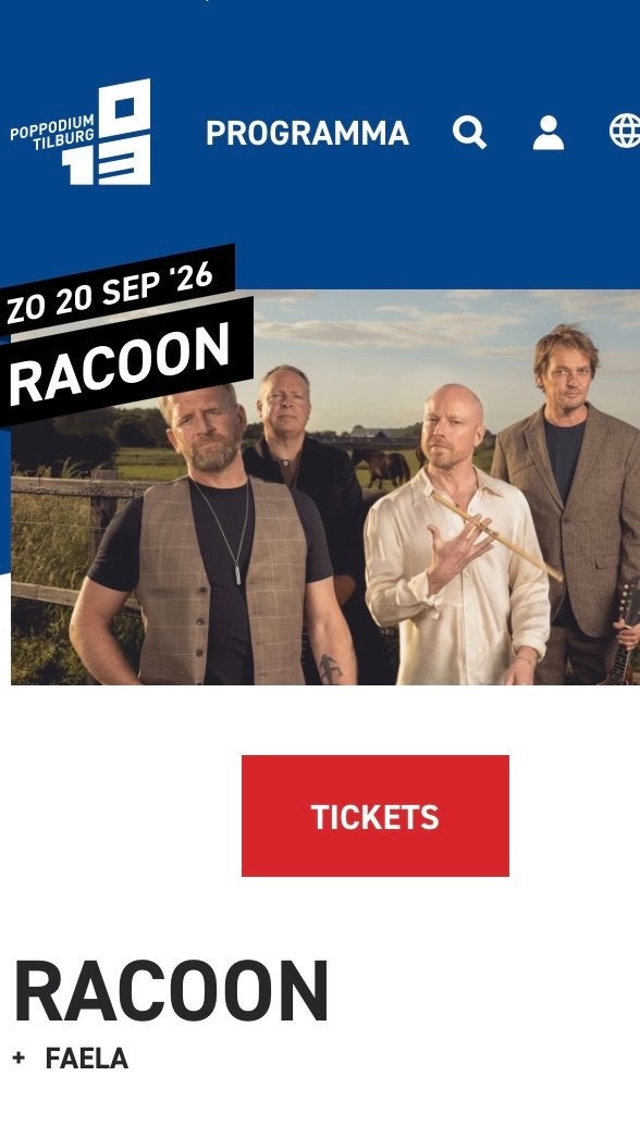 Tickets (2) Racoon Tilburg, Twee personen, September