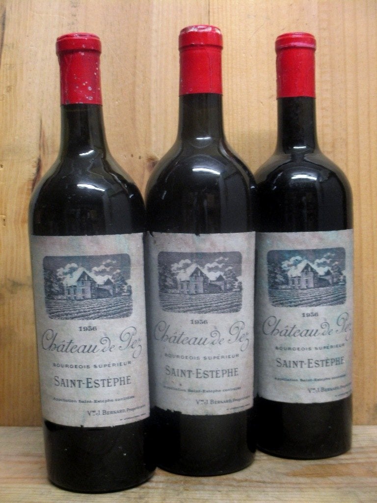 1956 * 70 jaar * 1x CH. DE PEZ, SainEstèphe 1956, Verzamelen, Frankrijk, Ophalen of Verzenden, Zo goed als nieuw, Rode wijn