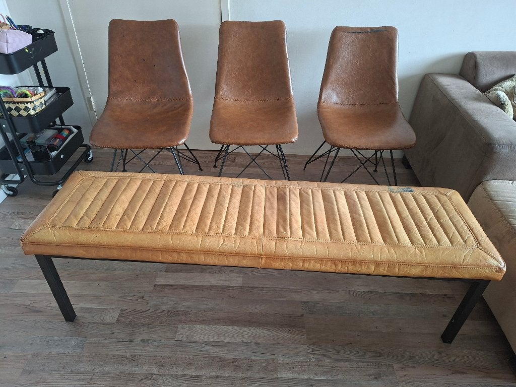 Eetbank stoelen, Ophalen, Gebruikt, Bruin, Drie