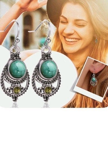oorbellen turquoise steen, Verzenden, Nieuw, Zilver, Hangers