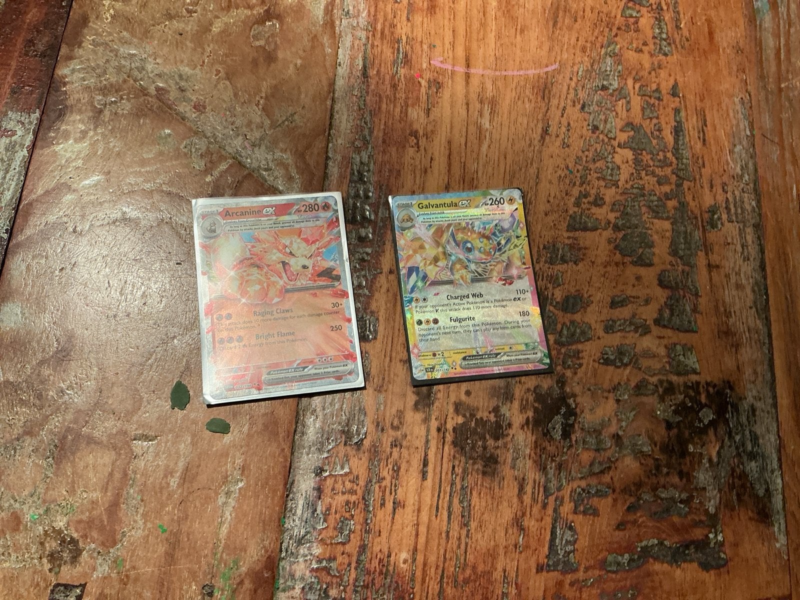 Pokémon kaarten: Arcanine ex en Galvantula ex, Ophalen of Verzenden, Zo goed als nieuw, Losse kaart