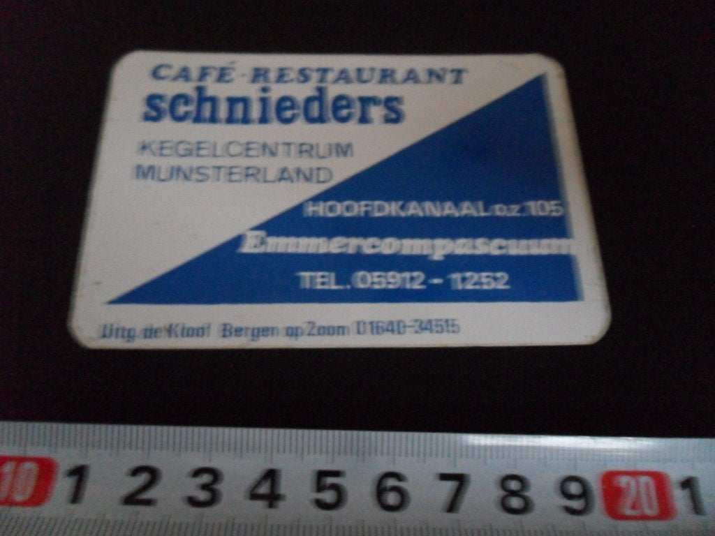 sticker Emmercompascuum Café Restarant SCHNIEDERS   *, Ophalen of Verzenden, Zo goed als nieuw