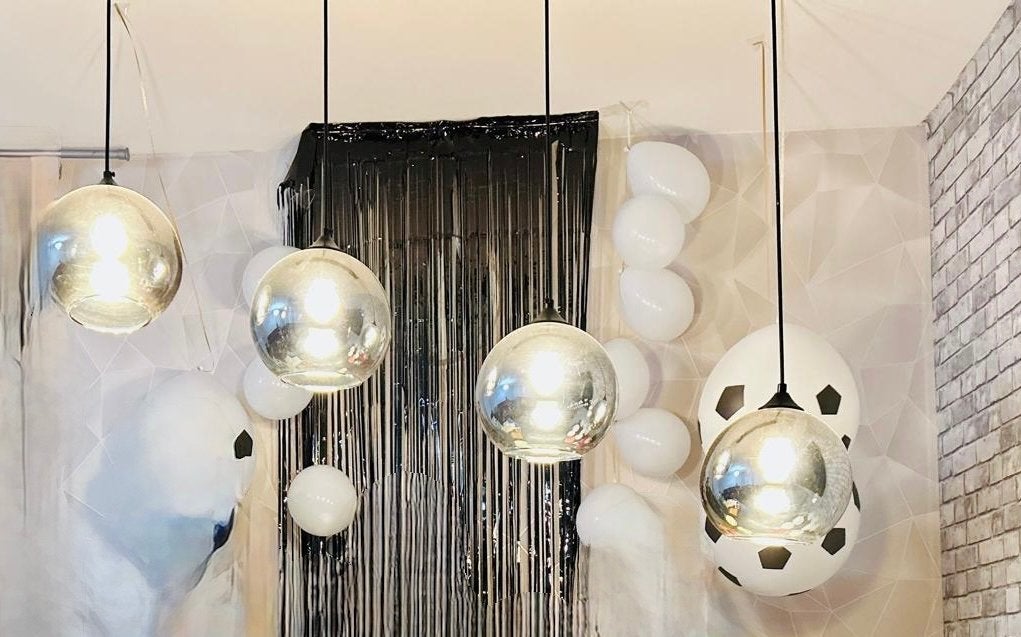 Moderne Eettafel Hanglamp - 4 Rookglazen Bollen, Huis en Inrichting, Ophalen, Zo goed als nieuw, Glas