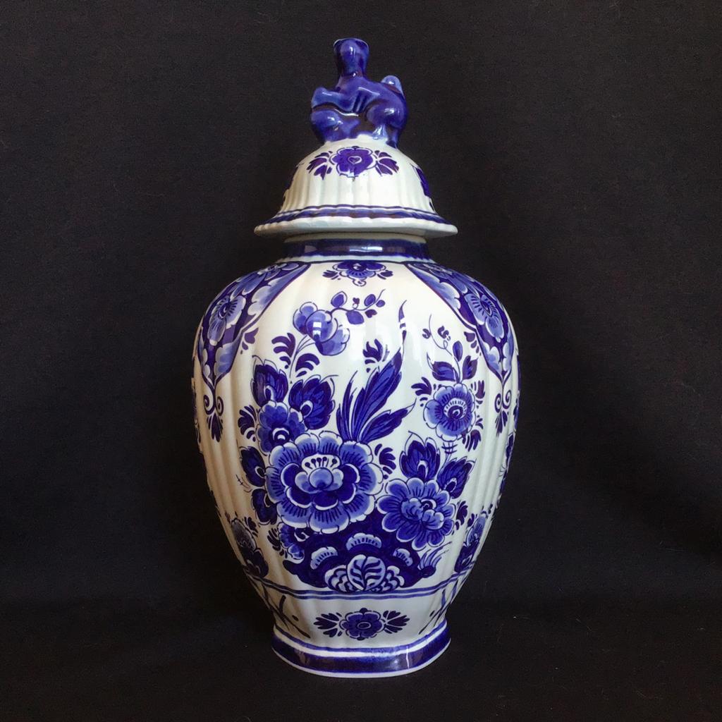 Vaas Delft blauw met deksel - Delfts Holland 445 - kaststel, Antiek en Kunst, Ophalen of Verzenden