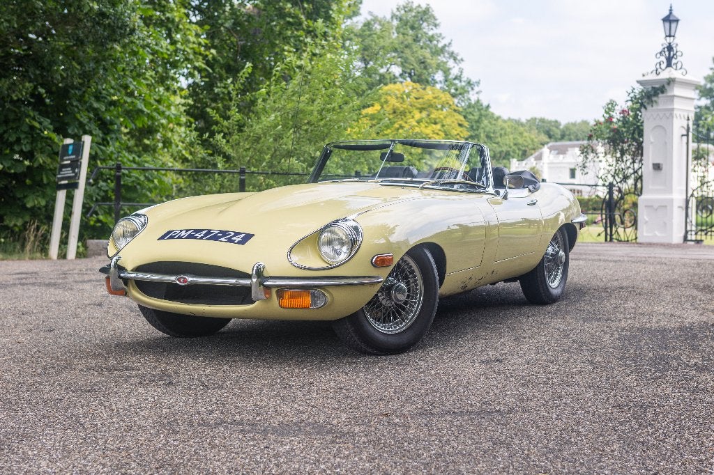 Jaguar E-Type Series 2 4.2 Roadster 1970, Auto's, Achterwielaandrijving, Zwart, Cabriolet, Handgeschakeld