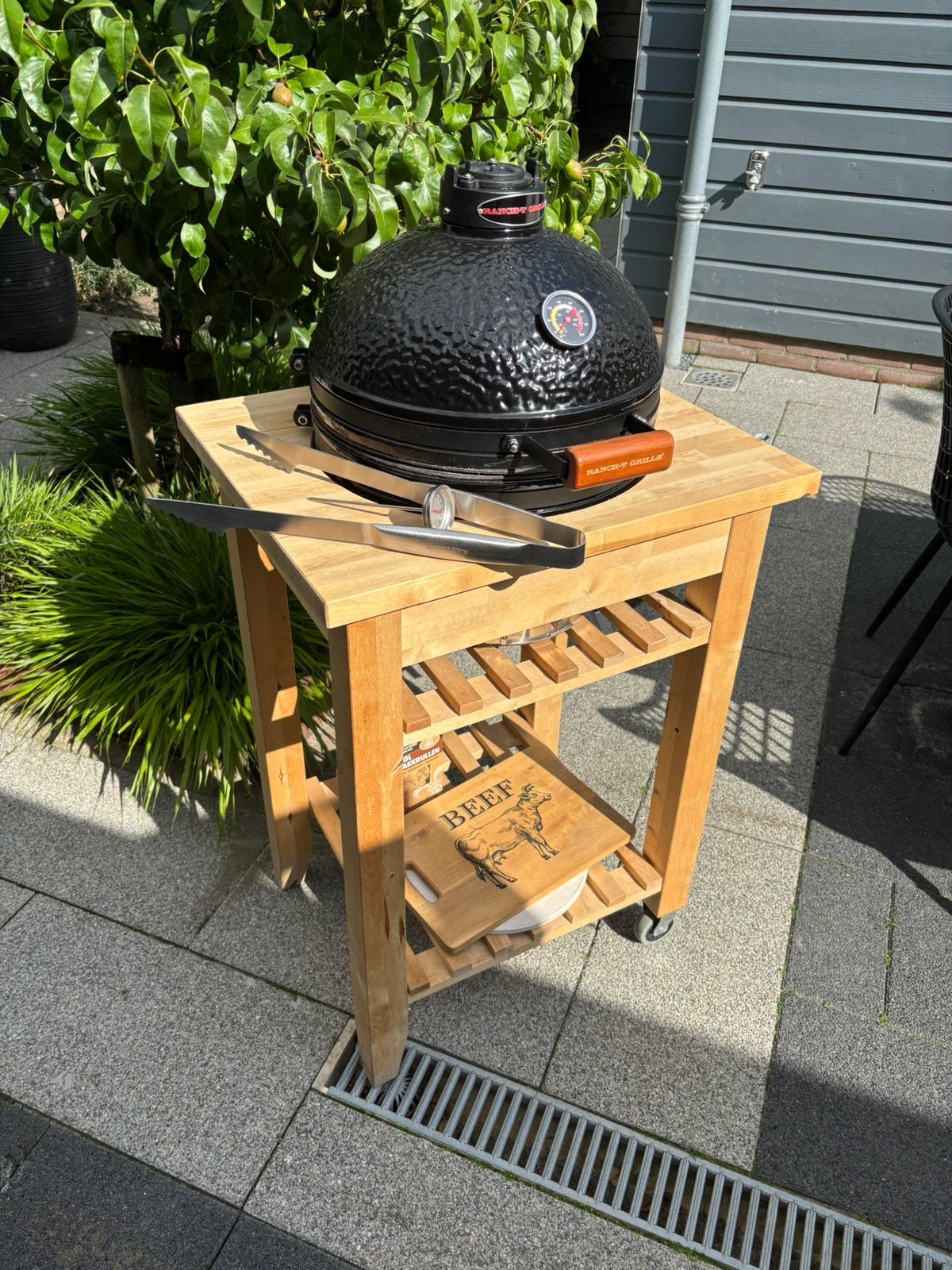 BBQ tafel voor Kamado Egg, Ophalen, Zo goed als nieuw, Houtskool