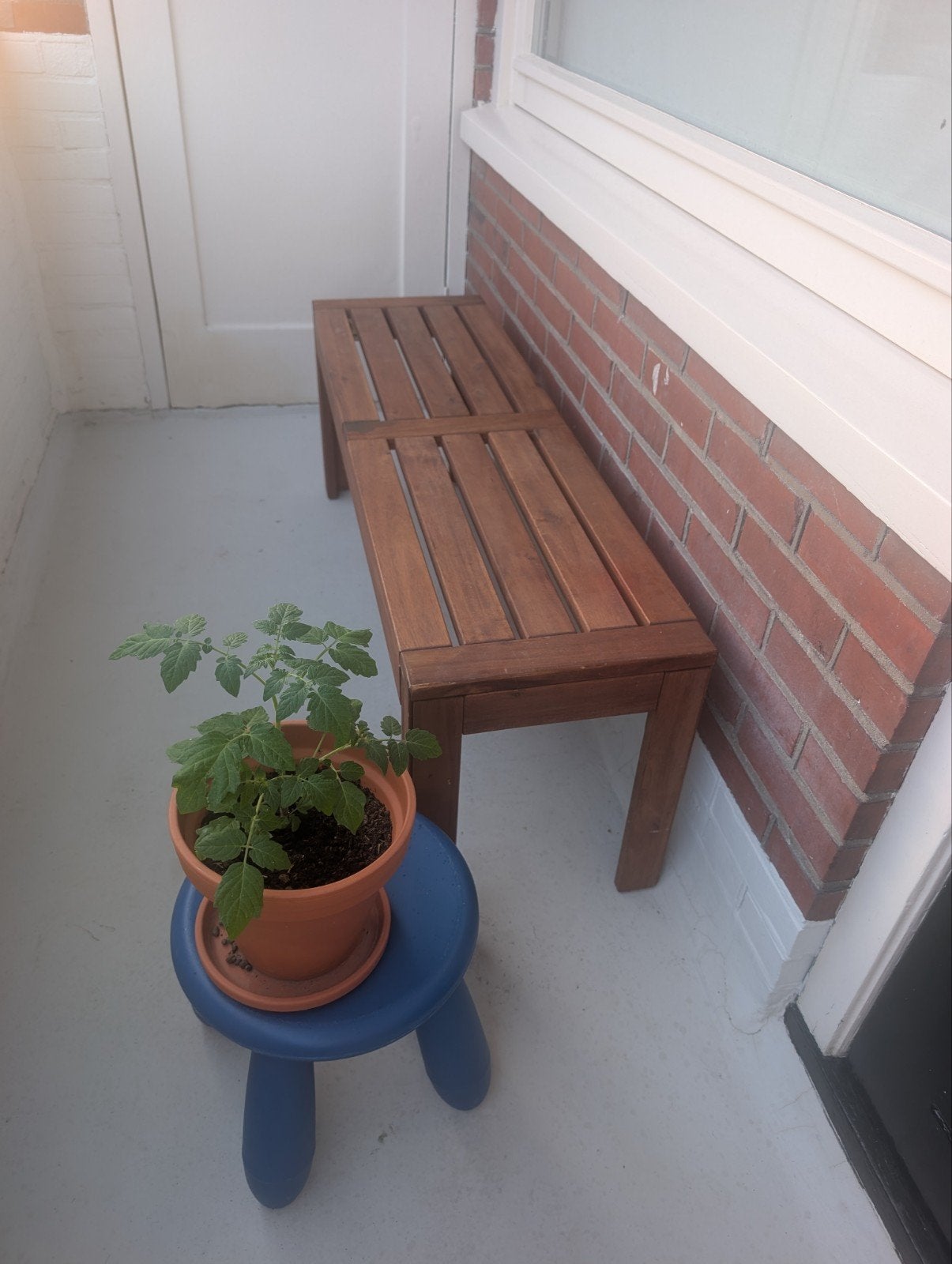 Bankje tuinbankje hout ikea 43hx119bx35d, Tuin en Terras, Ophalen, Gebruikt, Hout, 2 zitplaatsen