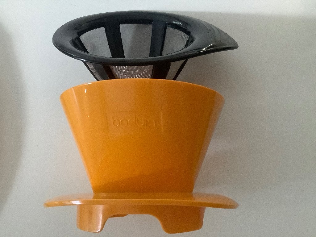 One cup Bodum Koffie filter Cafetière Bodum Pour Over geel, Overige typen, Bodum, Ophalen of Verzenden, Zo goed als nieuw