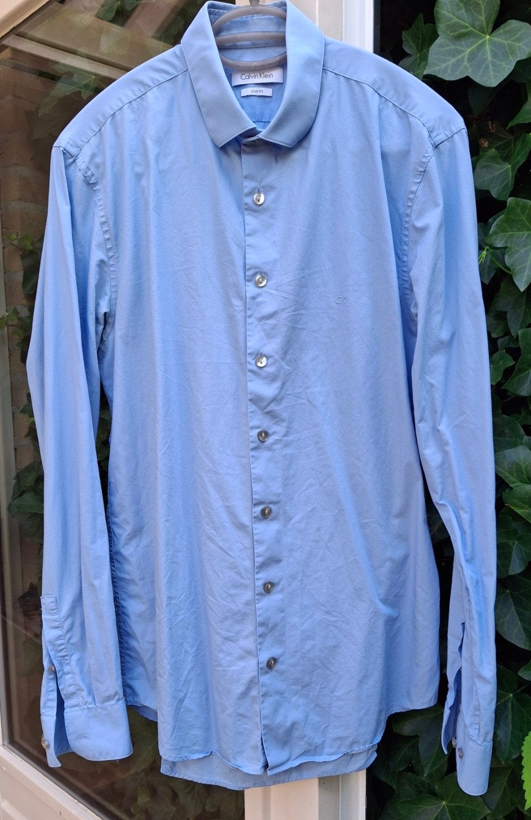 Calvin Klein Slim Fit overhemd - Lichtblauw (maat 39/M), Calvin Klein, Blauw, Zo goed als nieuw, Halswijdte 39/40 (M)