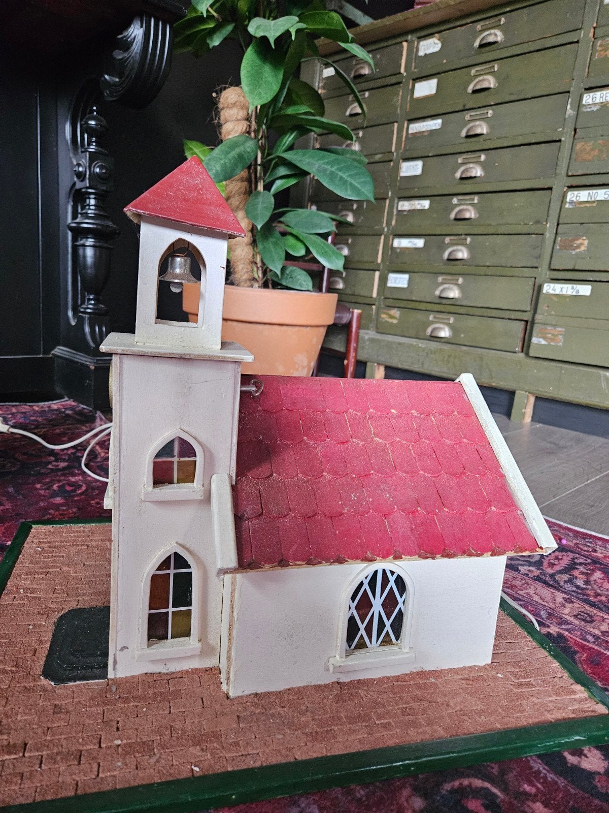 kerst kerkje oud vintage brocante., Ophalen of Verzenden, Gebruikt