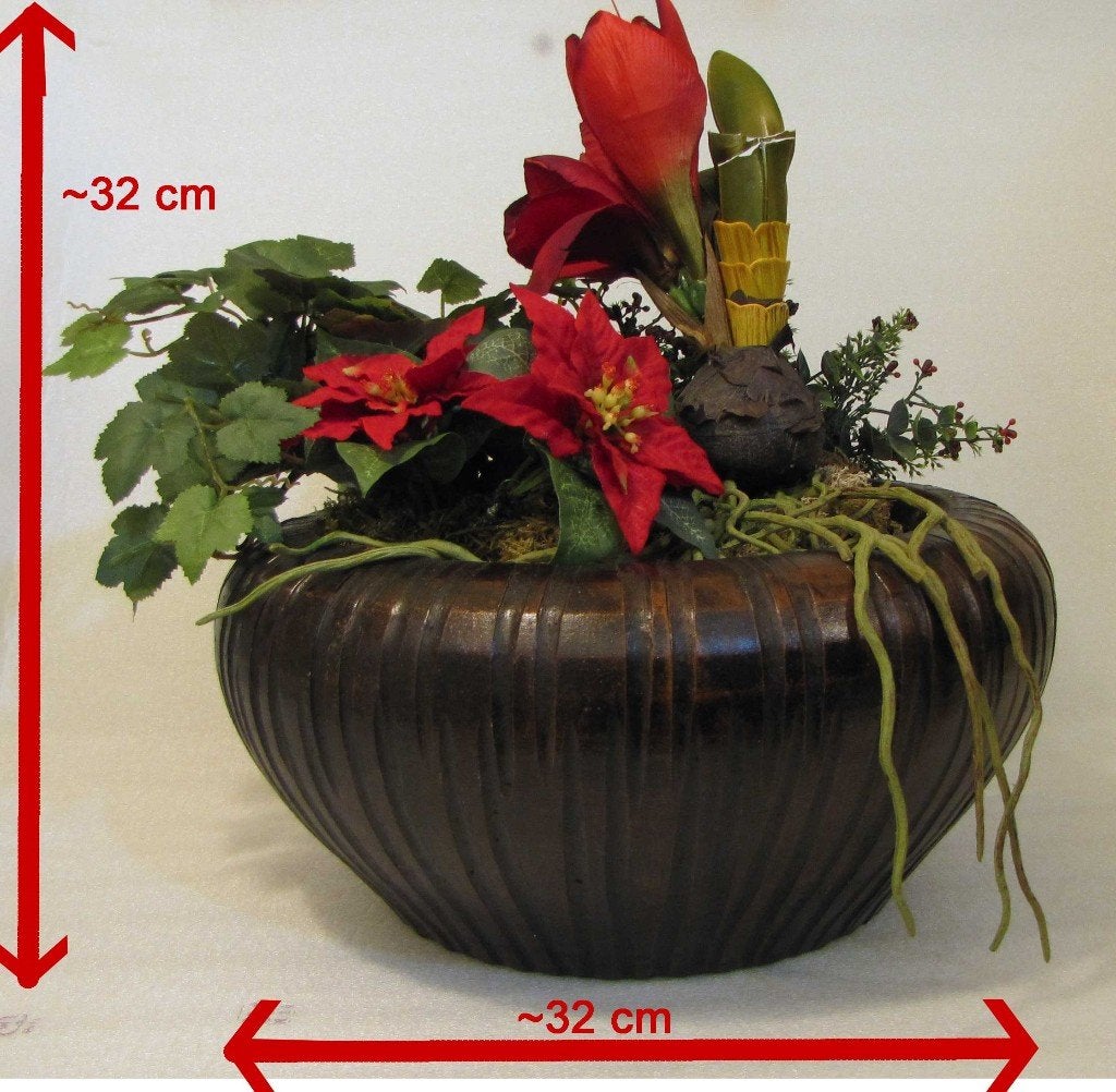 kunstplanten in bruine keramische pot, Ophalen, 32 cm, Kunstplant, Zo goed als nieuw