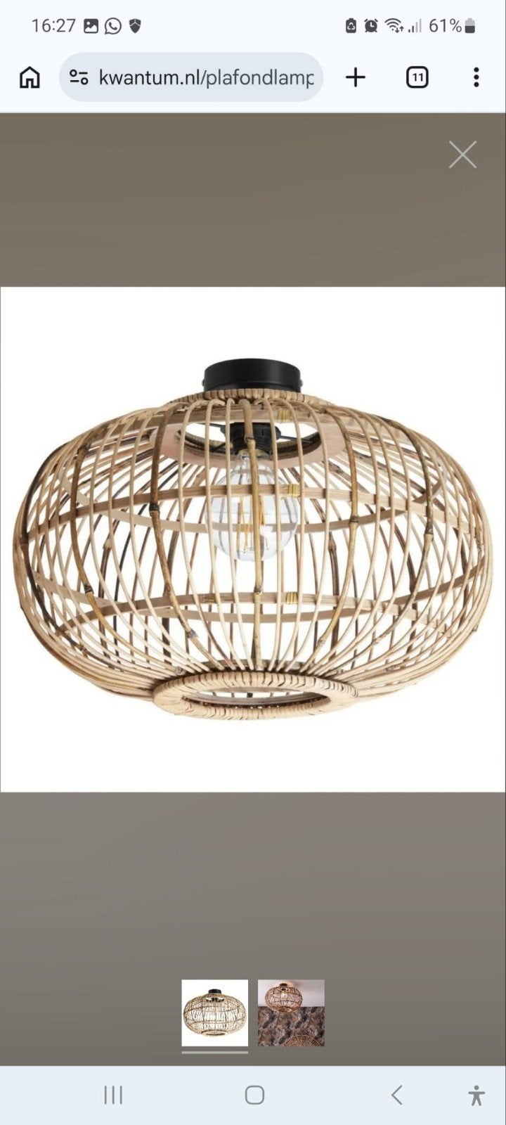 Plafondlamp Boreas van Kwantum (exclusief lamp), Huis en Inrichting, Lampen | Plafondlampen, Zo goed als nieuw, Plafondlamp, E27 (groot)