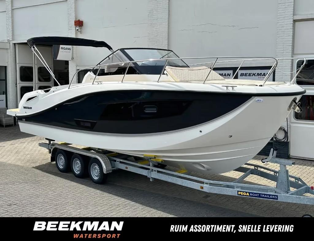 QUICKSILVER 875 Sundeck / 2x 225 PK / Nieuw!, Watersport en Boten, Vis- en Consoleboten, Nieuw, Polyester, Benzine