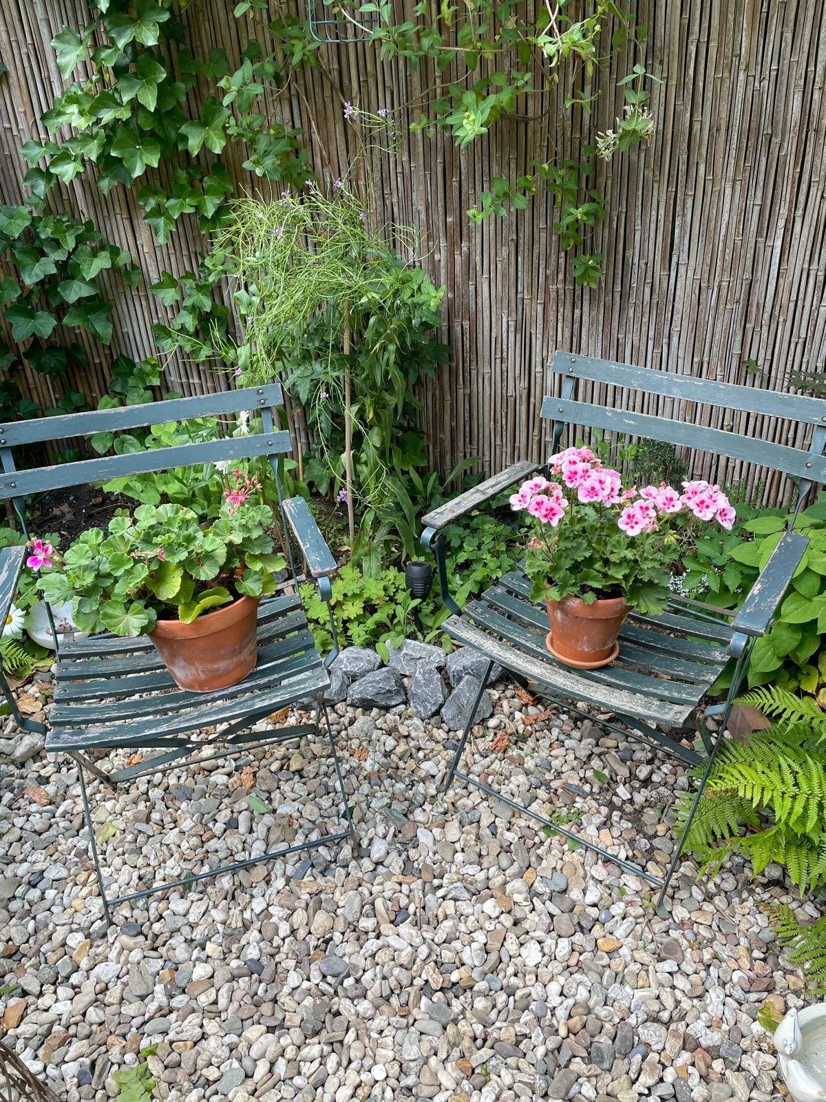 Vintage Franse Brocante Bistro Tuinstoelen - Groen, Overige materialen, Gebruikt, Stoel, Tuinset
