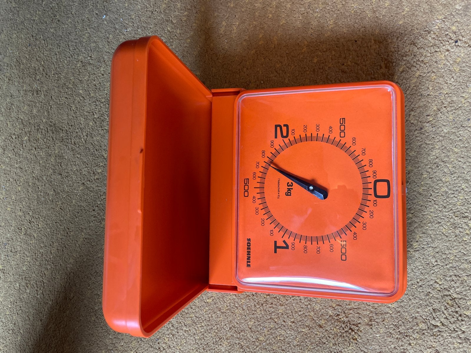 Vintage Soehnle Keukenweegschaal Oranje 3kg, Witgoed en Apparatuur, Weegschalen, Keukenweegschaal, Ophalen of Verzenden, Gebruikt