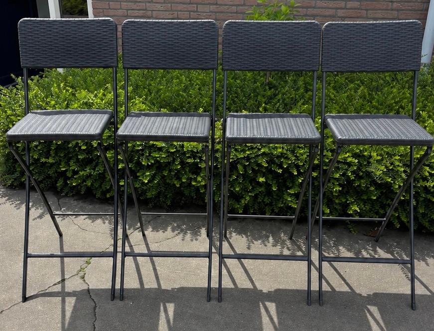 4 Inklapbare barkrukken - Rotan look - zwart - Nieuw, Huis en Inrichting, Barkrukken, Ophalen, Helmond / Someren, 60 tot 90 cm