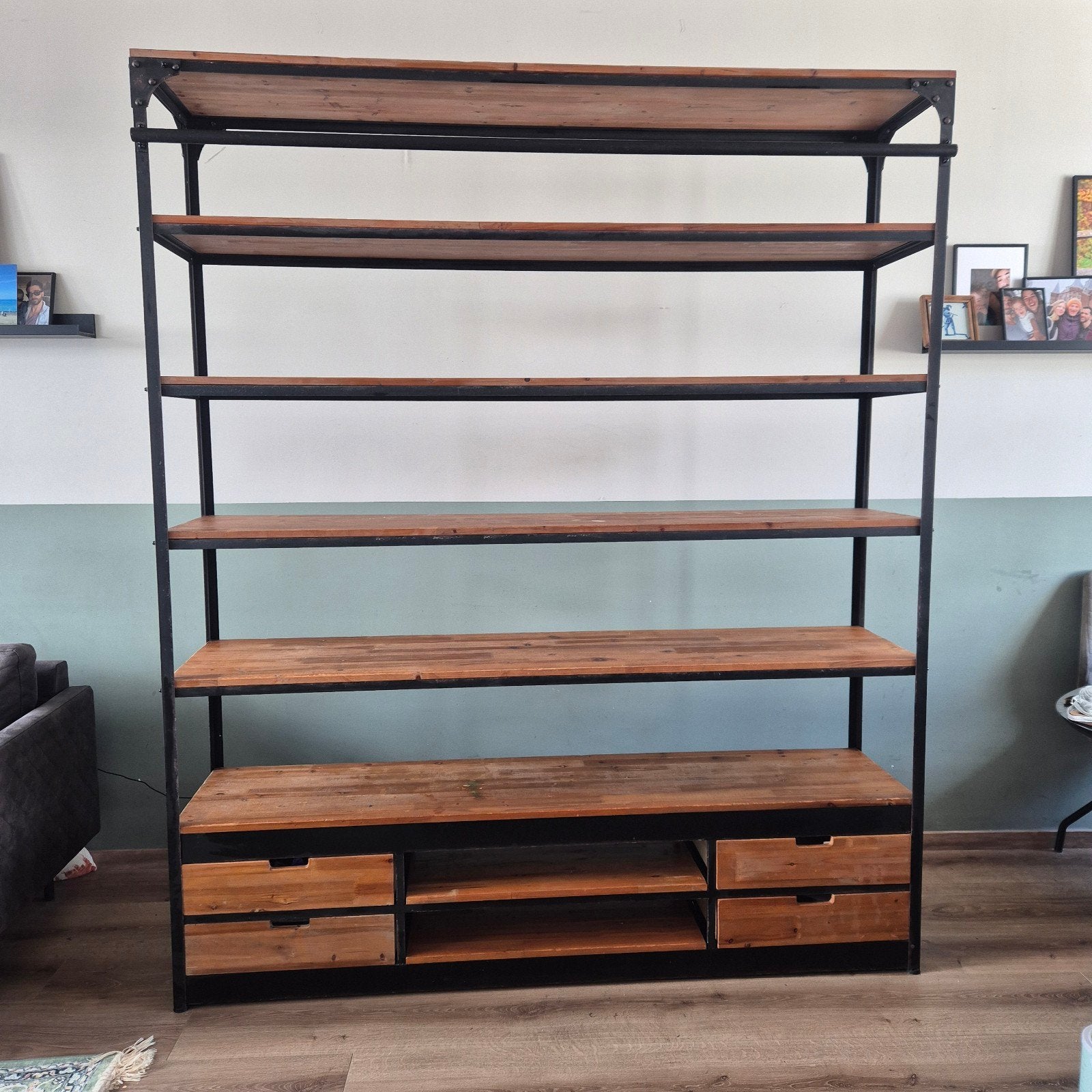 Robuuste industriële kast met lades en planken, Huis en Inrichting, Gebruikt, 200 cm of meer, 150 tot 200 cm, Met lade(s)