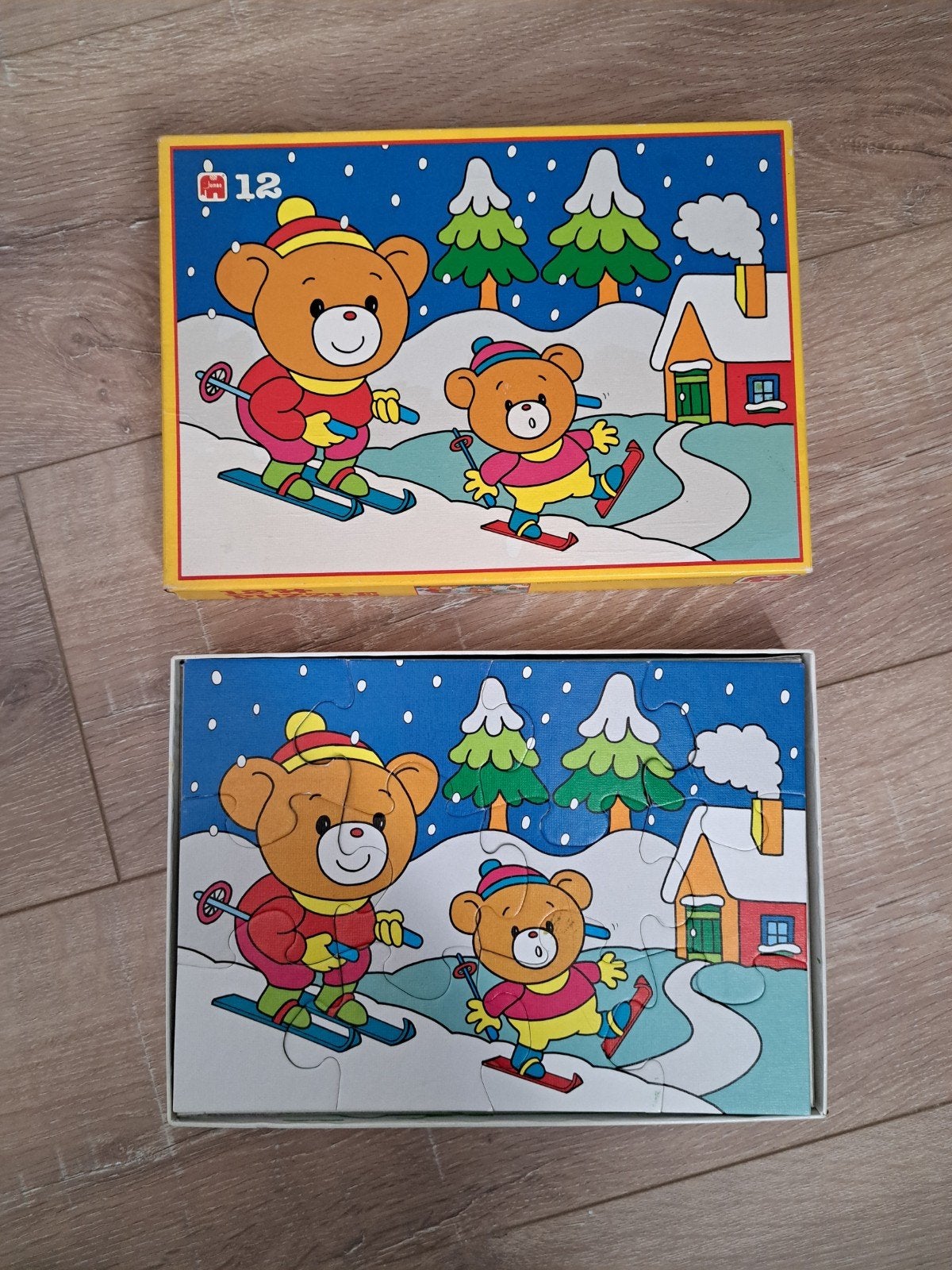 Gratis puzzel met skiënde beren - 12 stukjes, Ophalen, Minder dan 500 stukjes, Gebruikt, Legpuzzel