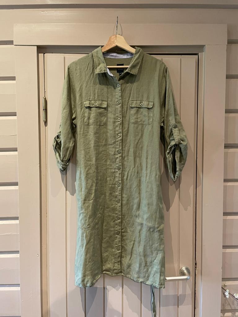 Prachtige als nieuwe linnen groene jurk van Mousqueton L/XL, Ophalen of Verzenden