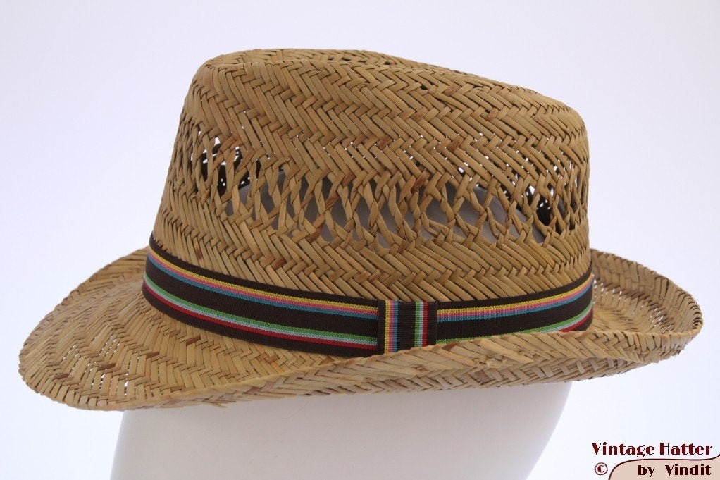 Kleine Gleufhoed stro meerkleurige band 53-55 nieuw unisex, 134 t/m 140, Hoed, Jongen of Meisje, Nieuw
