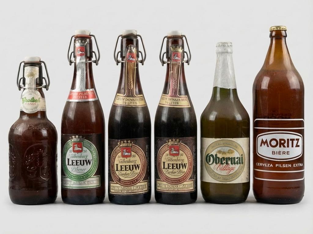 Collectie oude bierflessen Grolsch, Leeuw, Obernai, Moritz, Verzamelen, Biermerken, Ophalen of Verzenden, Gebruikt