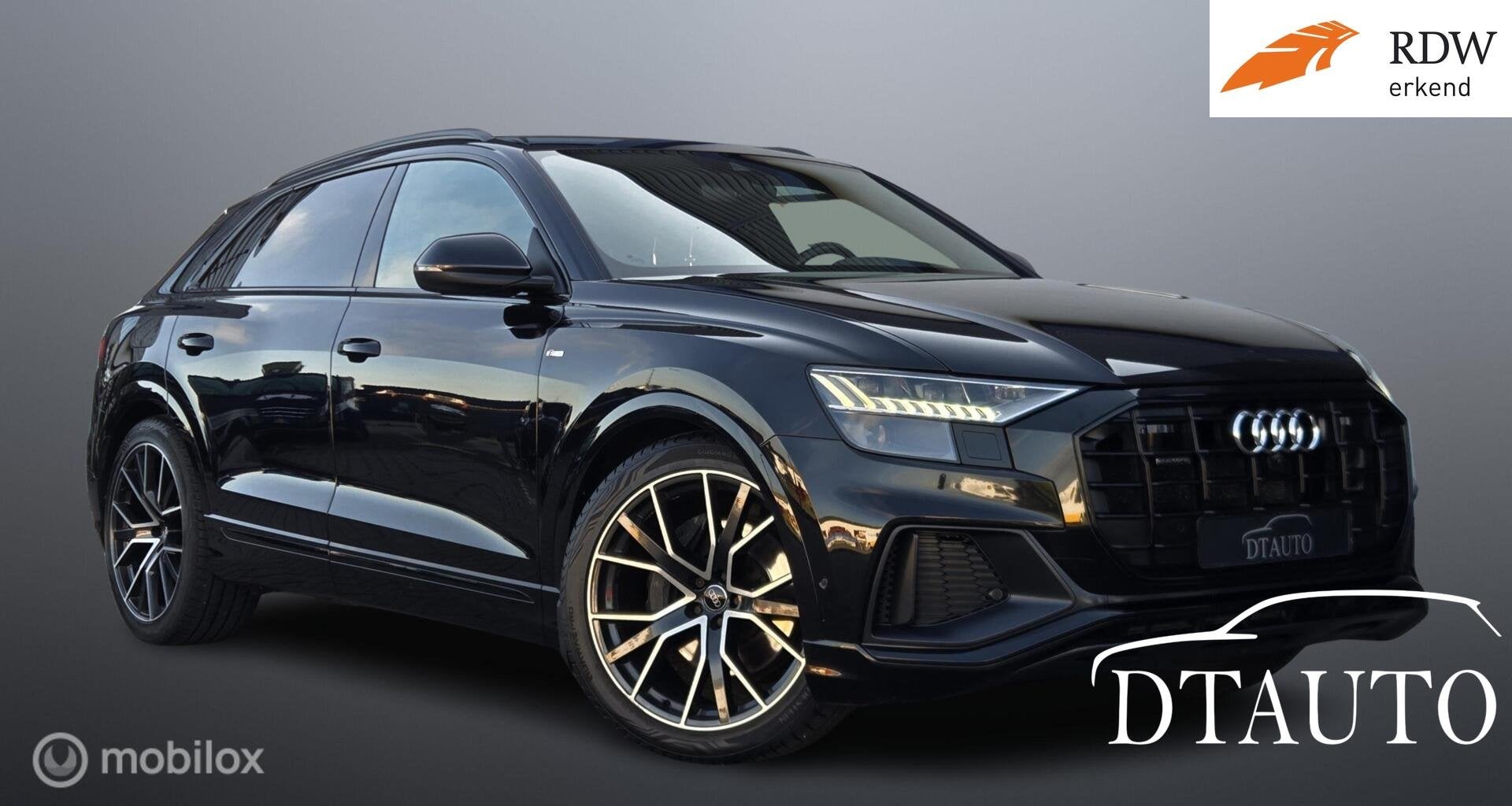 Audi Q8 Q7 50TDI S-Line Lucht Stand Virt B&O Grijs Kenteken, Gebruikt, Zwart, Bedrijf, Diesel