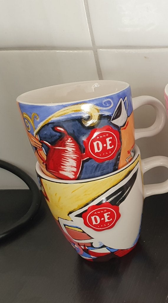 Douwe Egberts mokken gluren bij de buren, Ophalen of Verzenden, Overige stijlen, Kop(pen) en/of Schotel(s)