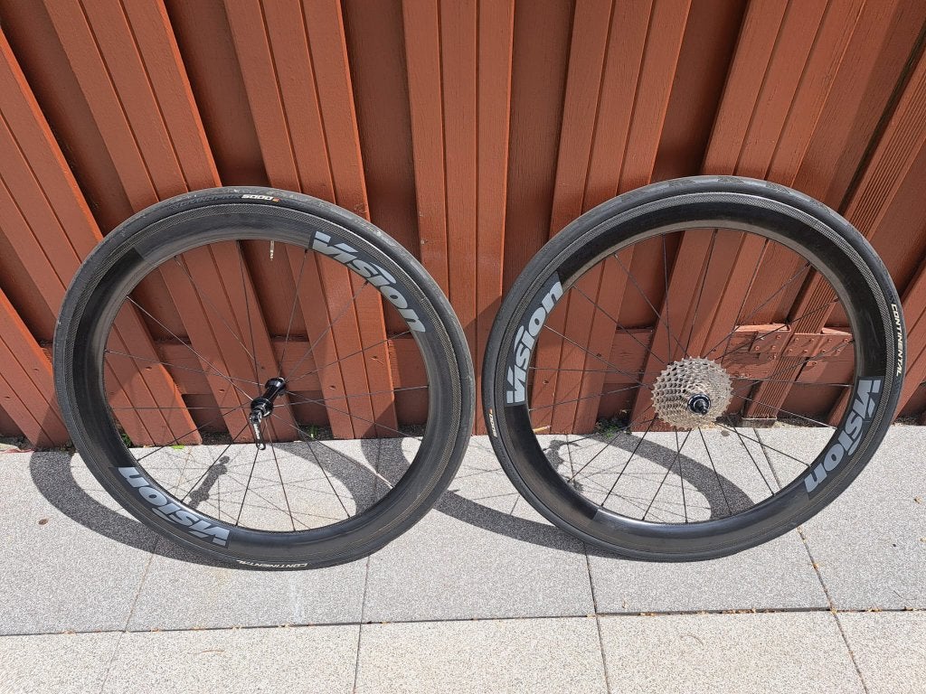 VISION EN SCOPE CARBON RACE WIELSET COMPLEET 100% FOTO,S !!!, Fietsen en Brommers, Fietsonderdelen, Vision scope, Zo goed als nieuw