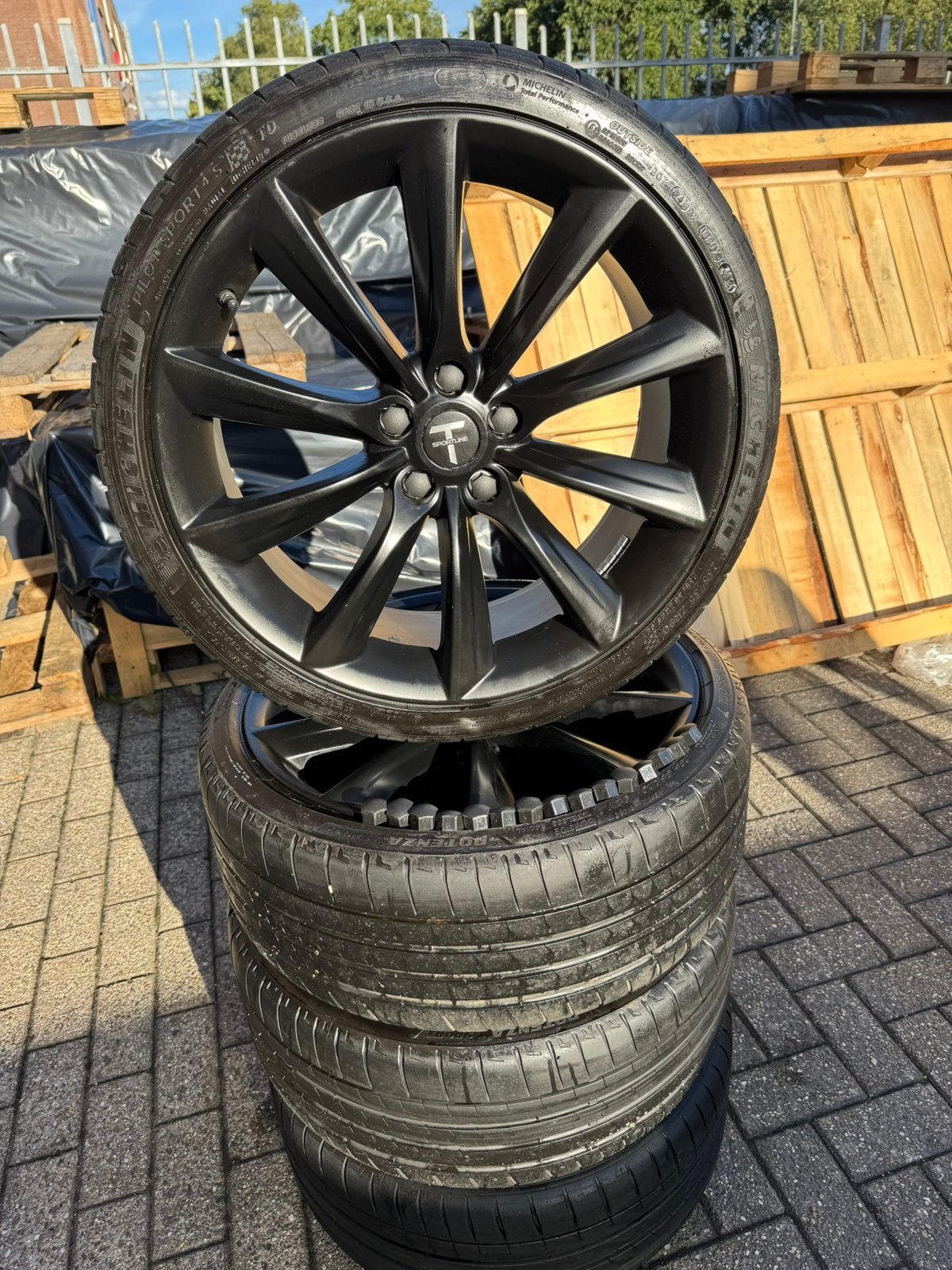 Tesla 20” T Sportline Velgen + Michelin Pilot Sport 4S, Ophalen, Banden en Velgen, Personenwagen, 20 inch