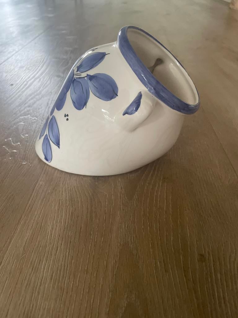 Decoratieve Wand Bloempot met Blauw Bloemenpatroon, Tuin en Terras, Bloembakken en Plantenbakken, Ophalen, Steen, Minder dan 30 cm