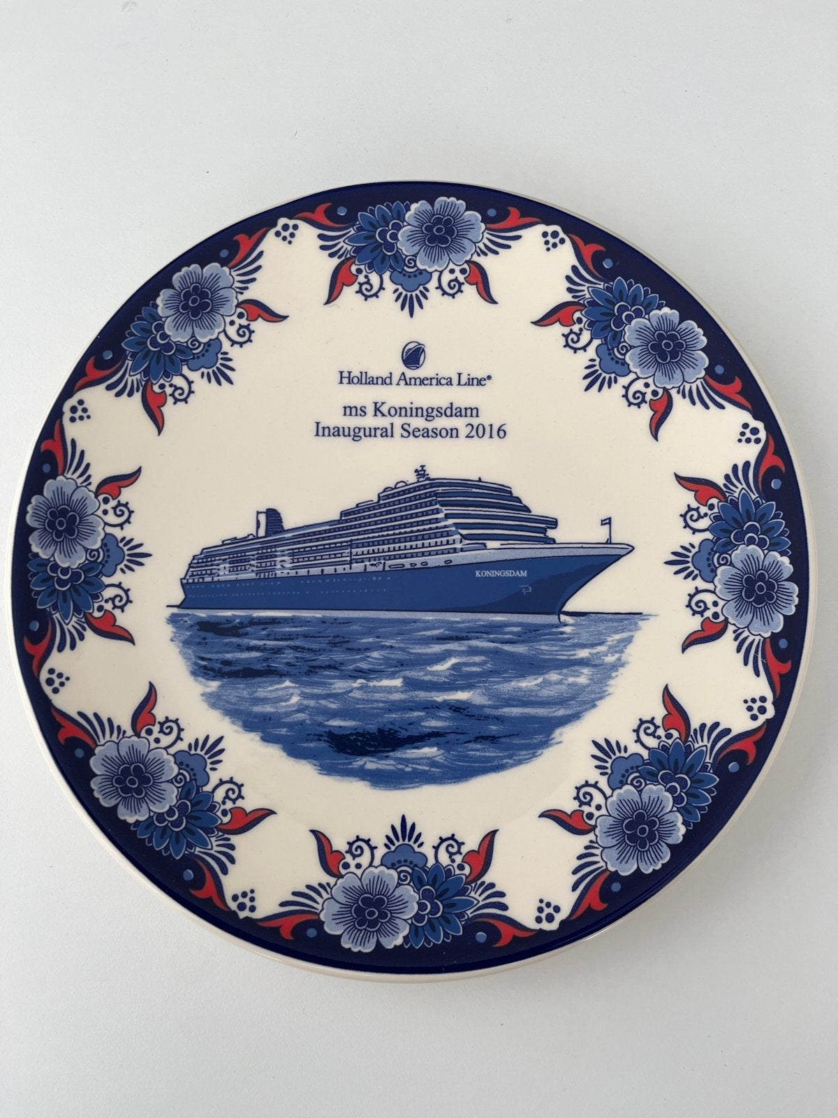 Delfts Blauw bord Holland America Line ms Koningsdam 2016, Antiek en Kunst, Ophalen of Verzenden