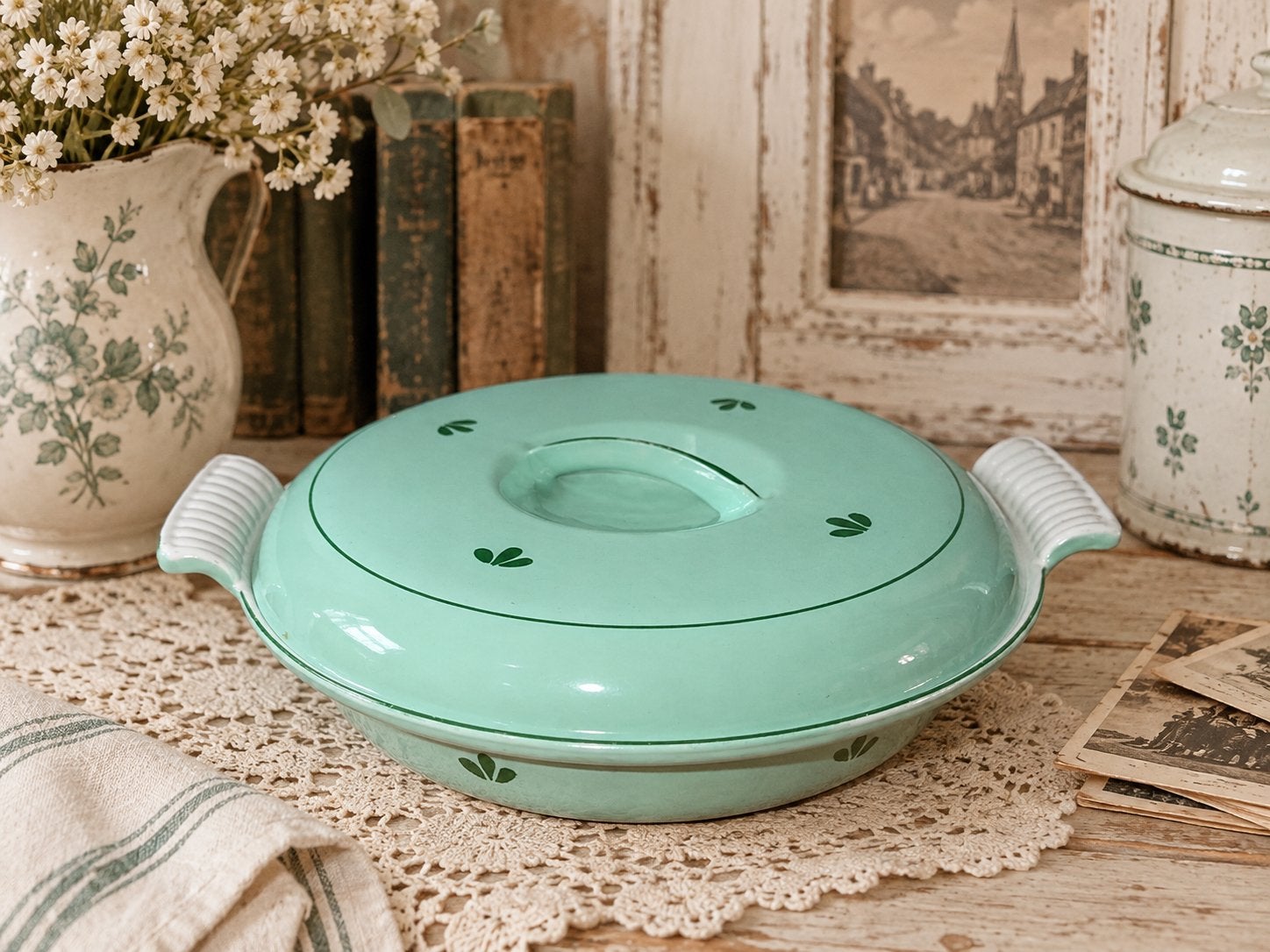 Vintage DRU ovenschaal met deksel- Made in Hollan, Antiek en Kunst, Ophalen of Verzenden