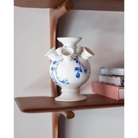 Heinen Delfts Blauw Tulpenvaas op voet - Orchidee - 22 cm, Huis en Inrichting, Meerkleurig, Nieuw, Ophalen of Verzenden, Met patroon/structuur