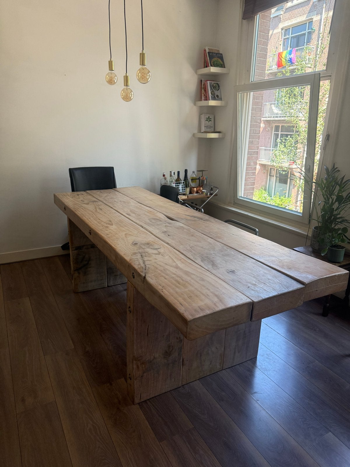 Massieve eettafel 250 cm | Reclaimed hout | 8 - 10 personen, Huis en Inrichting, Tafels | Eettafels, Zo goed als nieuw, 50 tot 100 cm