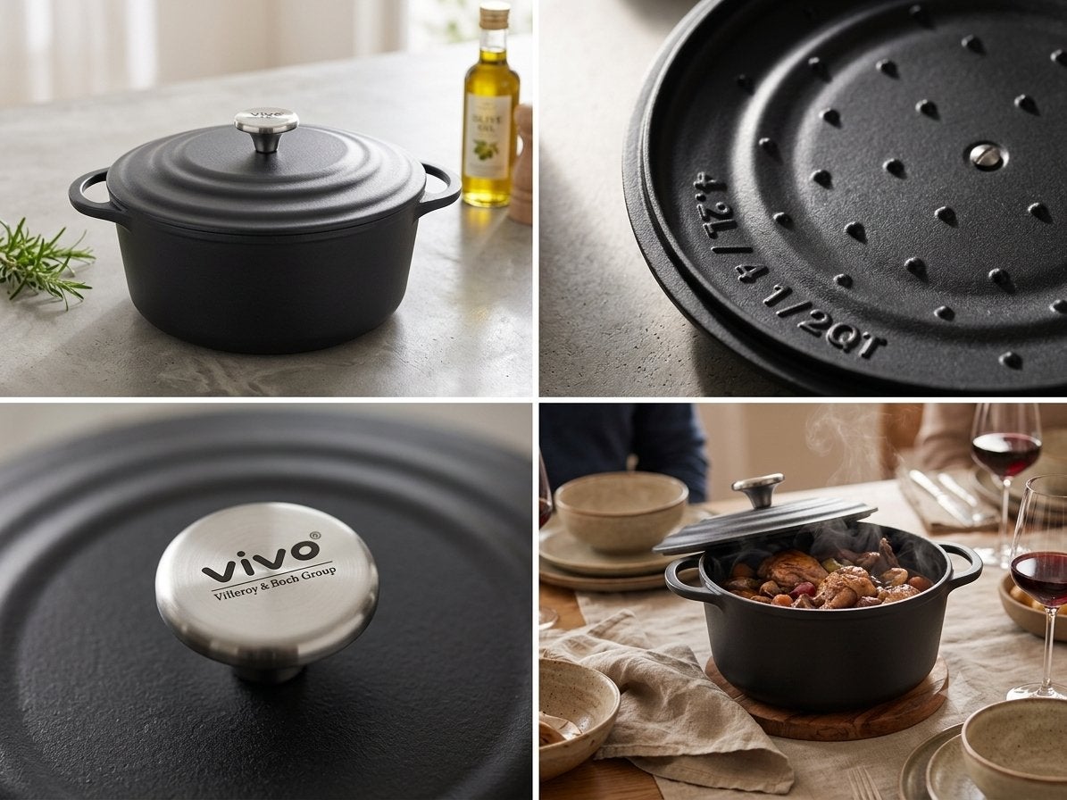 Vivo Villeroy & Boch Gietijzeren Braadpan - Zwart 4.2L, Huis en Inrichting, Keuken | Potten en Pannen, Ophalen, Nieuw, Geschikt voor inductie