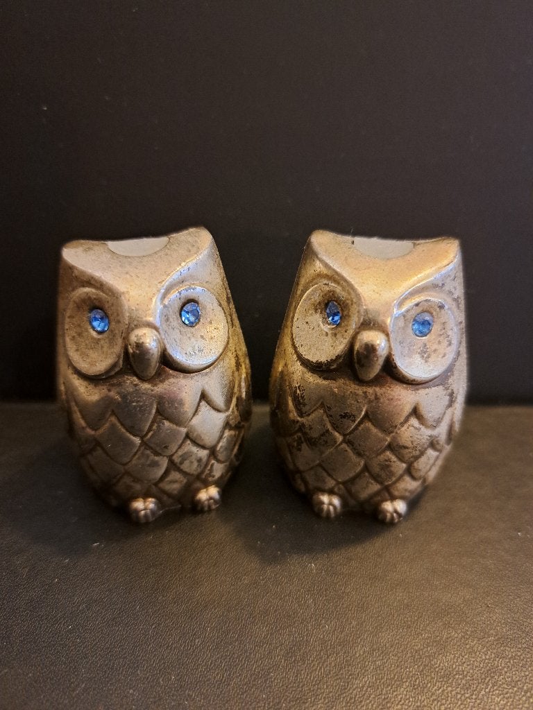 Set van 2 uilen zout- en pepervaatjes met blauwe ogen, Verzamelen, Ophalen of Verzenden, Gebruikt, Dier