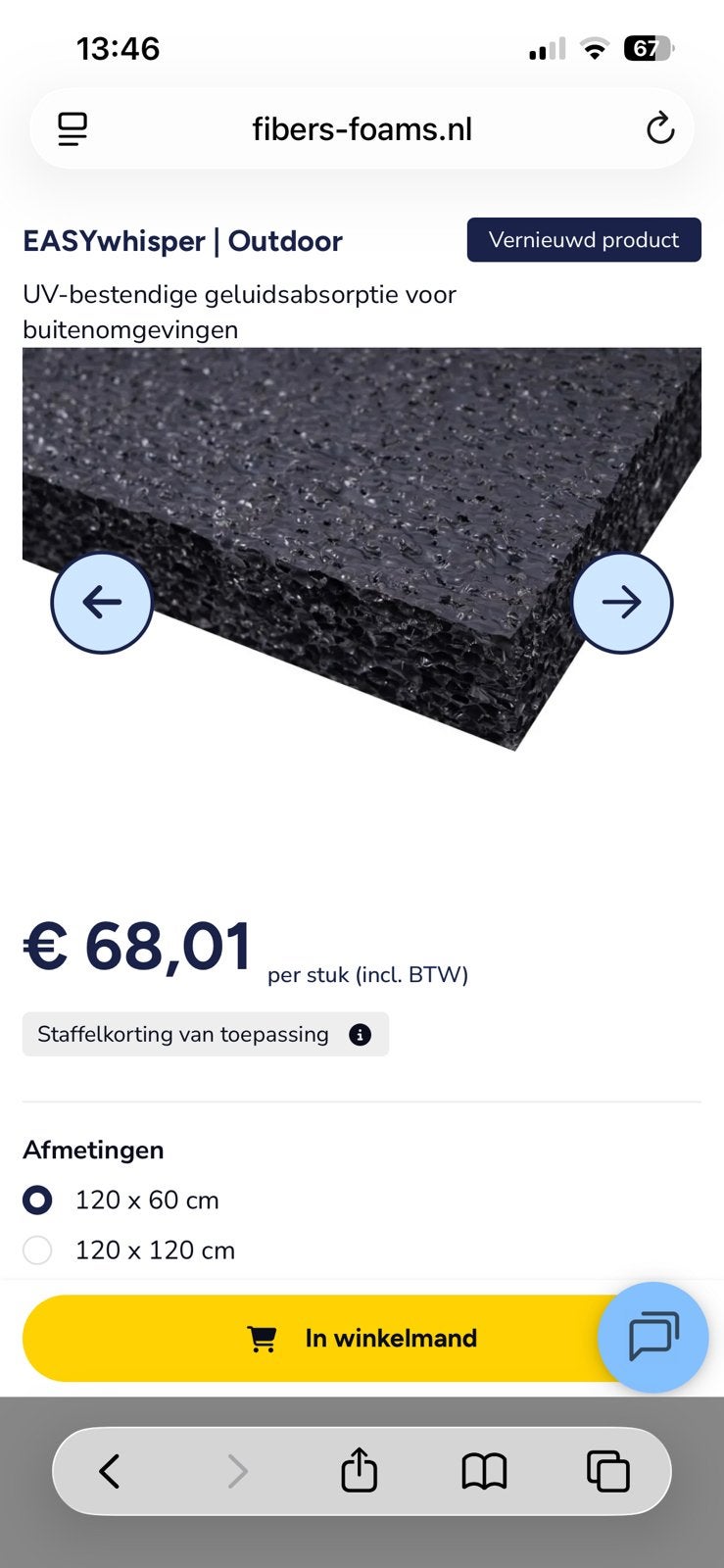 Geluid isolatie platen zwart  60 x 100 cm, Ophalen, Overige materialen, 4 tot 8 cm, Gebruikt