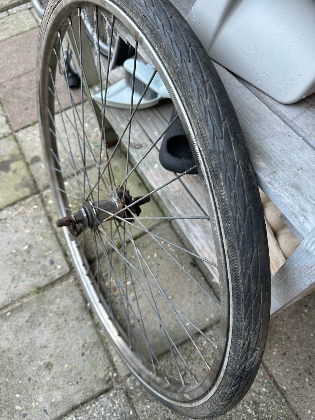 28 inch fiets achterwiel met terugtraprem, Ophalen, Gebruikt, Stadsfiets, Wiel