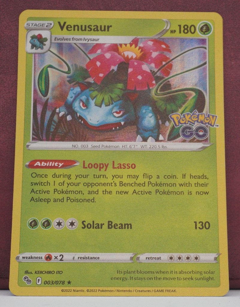 Venusaur Holo 003-078 Pokémon Go Pokémon Kaart, Ophalen of Verzenden, Nieuw, Losse kaart