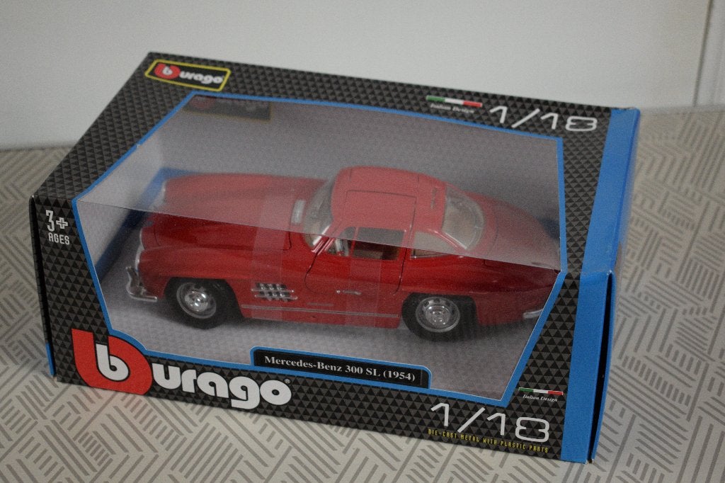 miniatuur auto 1:18 nieuw burago mercedes 300 sl 1954, Ophalen of Verzenden, Nieuw, Bburago