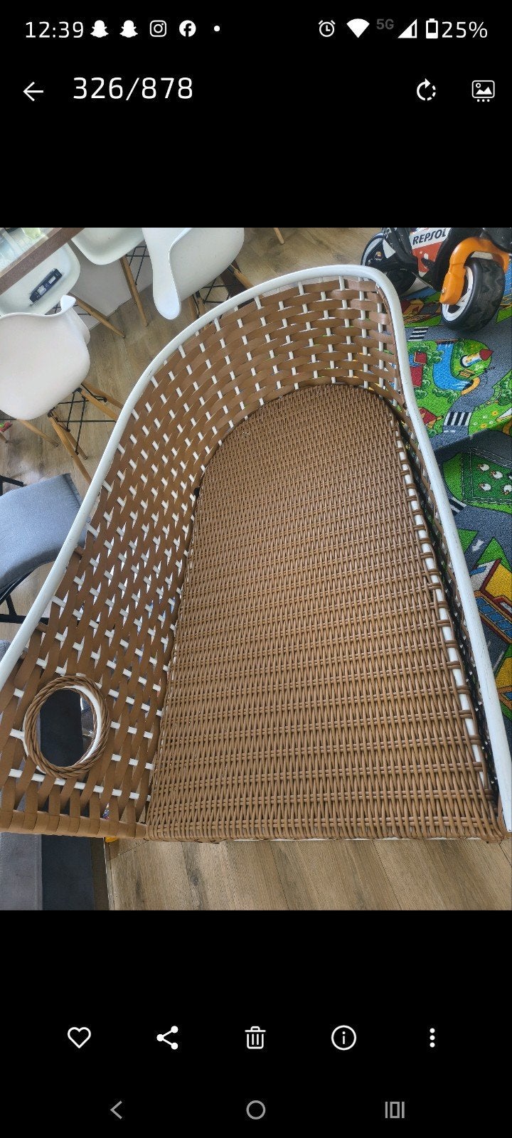 Rotan loungebank zonder kussens, Ophalen, Zo goed als nieuw, Bruin