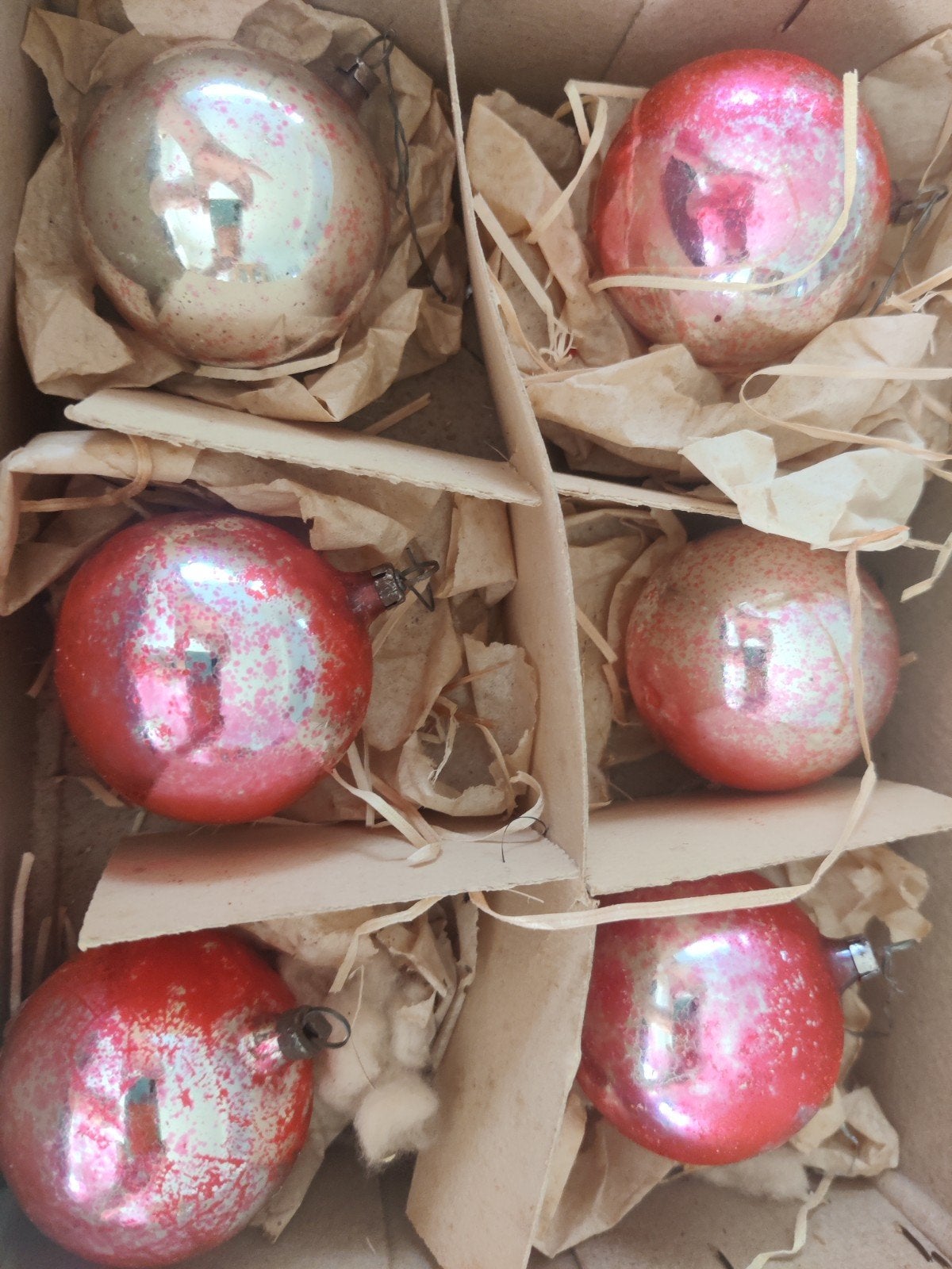 6 antieke kerstballen, Ophalen of Verzenden