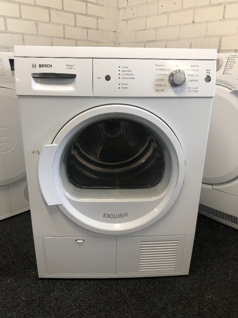 €175 Bosch Maxx7 condensdroger VENLO PANNINGEN ROERMOND, Ophalen, 6 tot 8 kg, Anti-kreukfase, Zo goed als nieuw